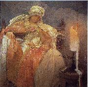 Alfons Mucha Woman With a Burning Candle oil painting artist